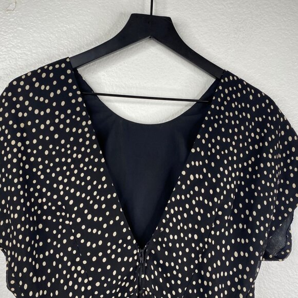 Jackie Bernard Eklektic Dress Low Back Ruffle Layers Polka Dot Black Sz 8 - Picture 10 of 15